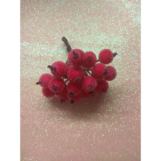 Ягодки сахарные на проволоке 12 мм цв.темно-розовый, цена за 20 ягодок