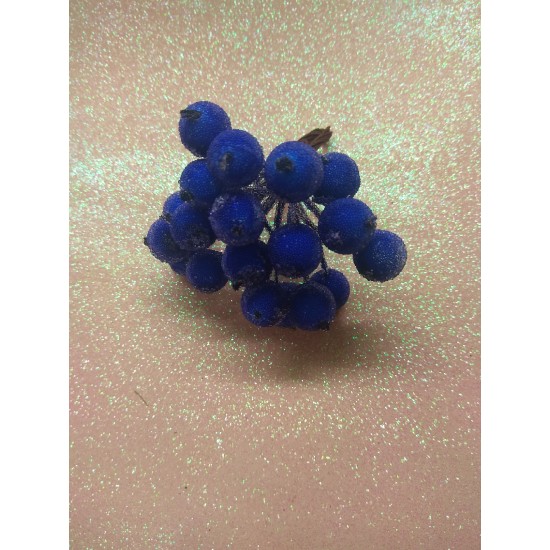 Ягодки сахарные на проволоке 12 мм цв. синий, цена за 20 ягодок