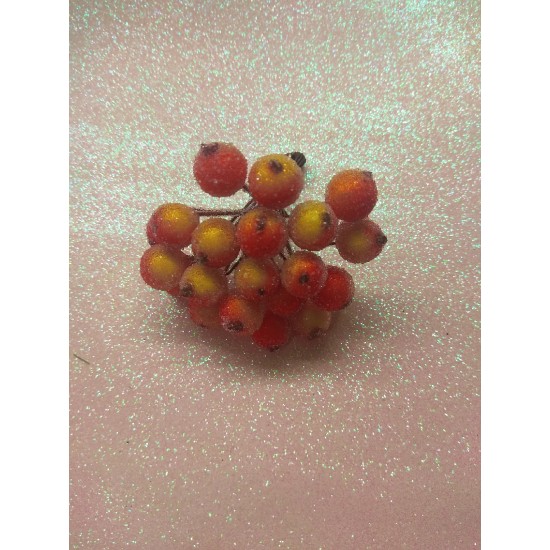 Ягодки сахарные на проволоке 12 мм цв. желто-оранжевый, цена за 20 ягодок