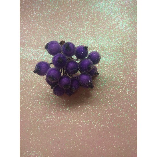 Ягодки сахарные на проволоке 12 мм цв. фиолетовый, цена за 20 ягодок