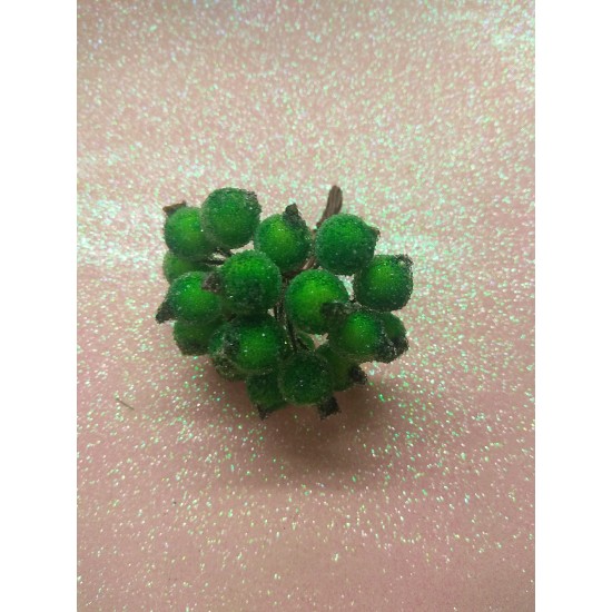 Ягодки сахарные на проволоке 12 мм цв. зеленый, цена за 20 ягодок