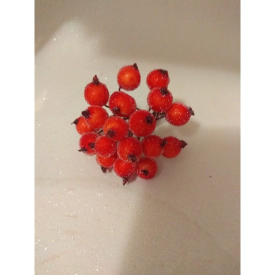 Ягодки сахарные на проволоке 12 мм цв. ярко-оранжевый, цена за 20 ягодок