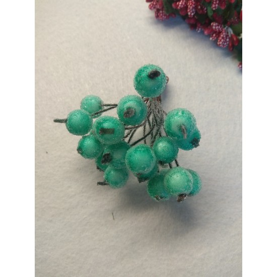 Ягодки "в сахаре" на проволоке 10 мм цв. бирюзовый, цена за 20 ягодок