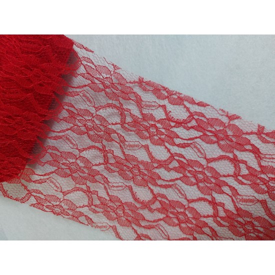 Фатин с узором "Цветы" 15 см цв. красный, цена за 1 м