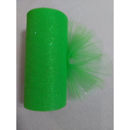 Фатин с блестками 15 см цв. салатовый, цена за 1 м