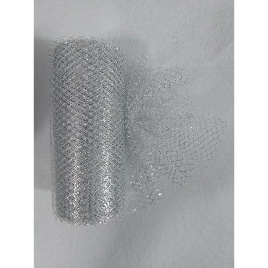 Сетка на шпульке 15 см (цв. серебро) Крупная ячейка, цена за 50 см