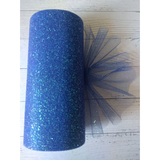 Фатин с блестками 15 см цв. темно-синий, цена за 1 м