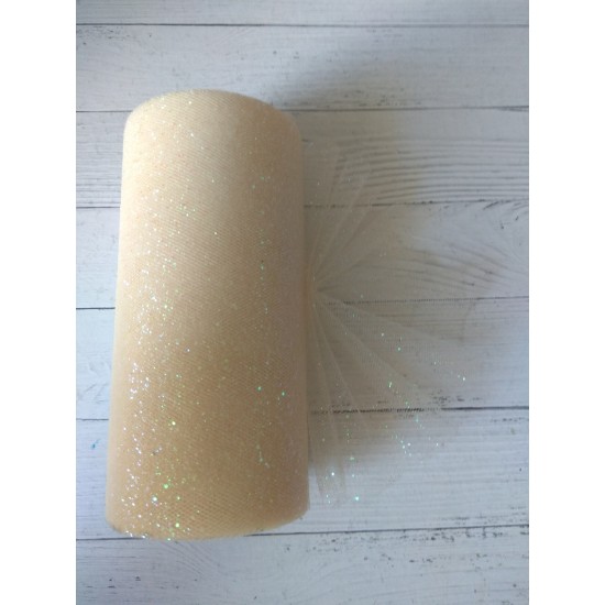 Фатин с блестками 15 см цв. молочный, цена за 1 м