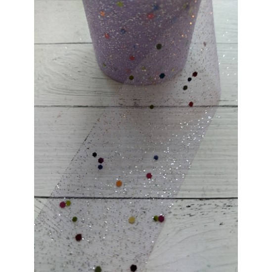 Фатин с цветными пайетками 5.5см (цв. сиреневый), цена за 1 м