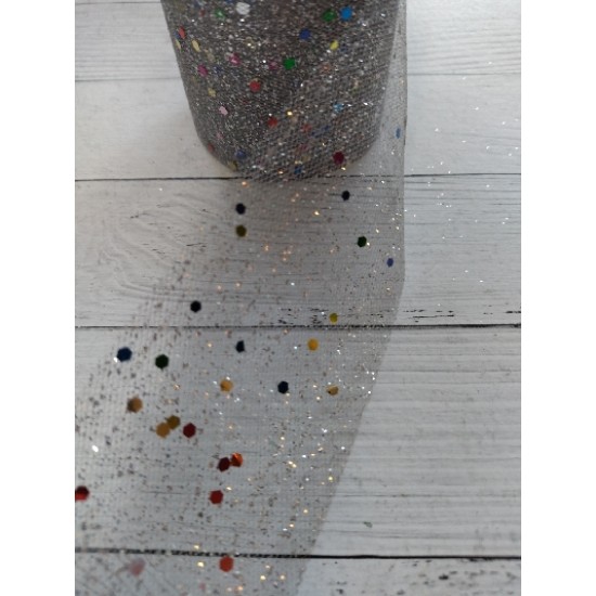 Фатин с цветными пайетками 5.5см (цв. серый), цена за 1 м