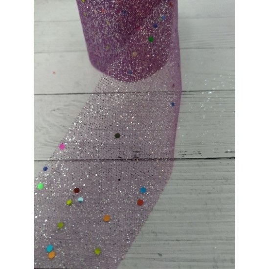 Фатин с цветными пайетками 5.5см (цв. тем.фиолетовый), цена за 1 м