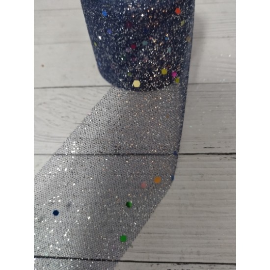 Фатин с цветными пайетками 5.5см (цв. тем.синий), цена за 1 м