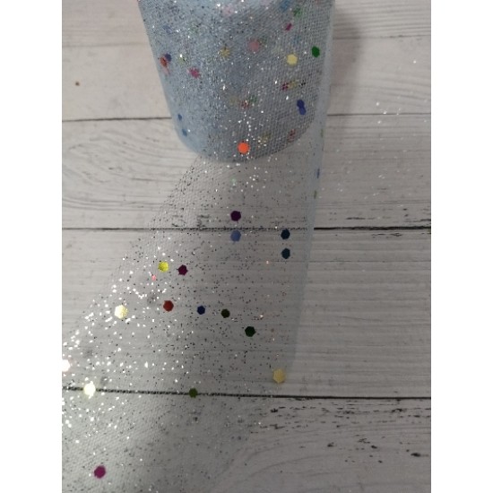 Фатин с цветными пайетками 5.5см (цв. св.голубой), цена за 1 м