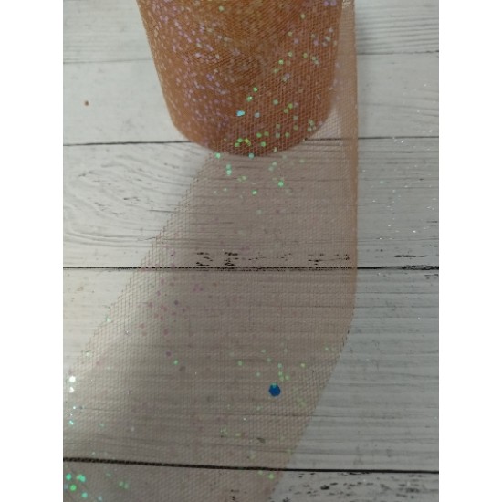 Фатин с блестками 5,5см (цв. бежевый), цена за 1 м