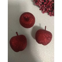 Муляж яблока 3 см красный глиттер, цена за 1 шт