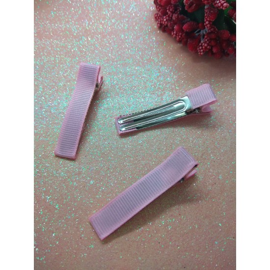 Заколка-основа в репсовой обтяжке 5 см розовый, цена за 1 шт