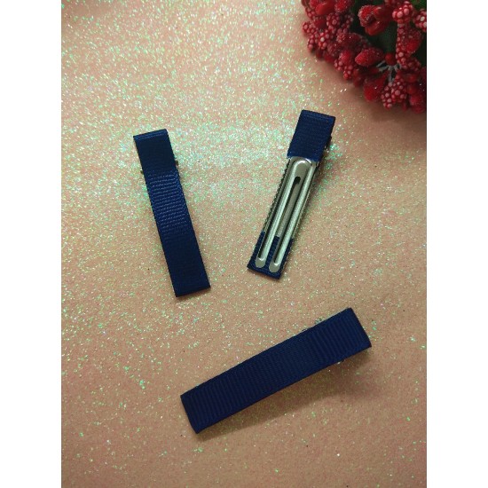 Заколка-основа в репсовой обтяжке 5 см темно-синий, цена за 1 шт