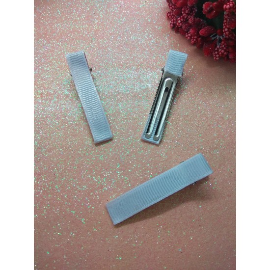 Заколка-основа в репсовой обтяжке 5 см белый, цена за 1 шт