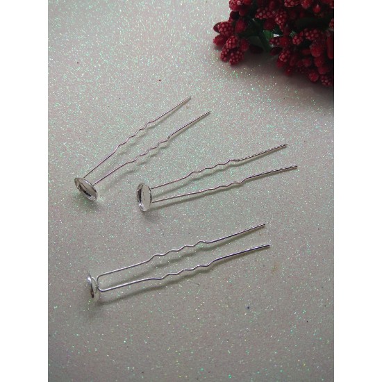 Шпилька-основа металл серебро 6,5 см, цена за 1 шт
