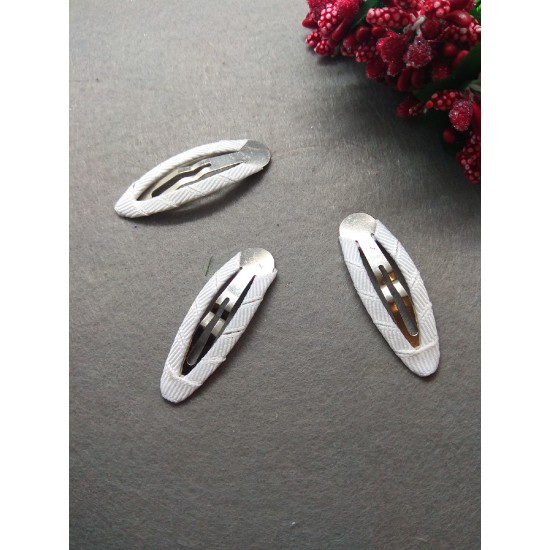 Заколка-основа 5 см, с репсовой лентой, цв. белый, цена за 1 шт