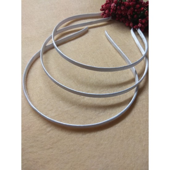 Ободок-основа металл.-ткань(цвет белый) 6мм, цена за 1 шт