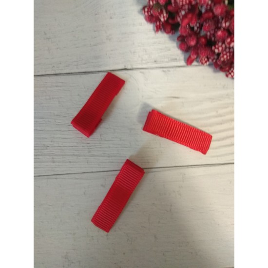 Заколка-основа 3,5 см, с репсовой лентой, цв. красный, цена за 1 шт