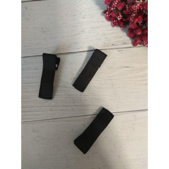 Заколка-основа 3,5 см, с репсовой лентой, цв. черный, цена за 1 шт