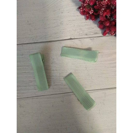 Заколка-основа 3,5 см, с репсовой лентой, цв. мятный, цена за 1 шт