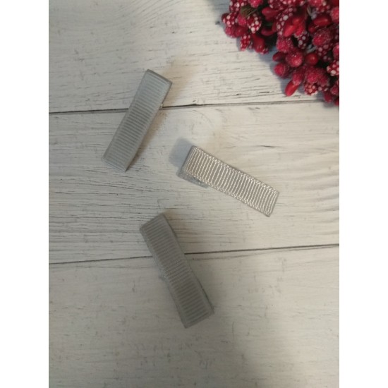 Заколка-основа 3,5 см, с репсовой лентой, цв. серый, цена за 1 шт