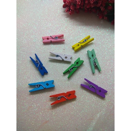 Прищепки декоративные 2,5см (дерево-микс), цена за 20 шт