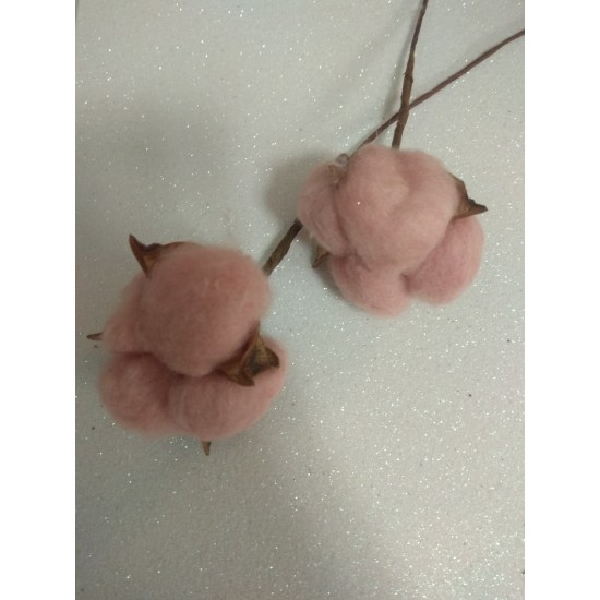 Ветка хлопок одинарный 30 см розовый 75, цена за 1 шт