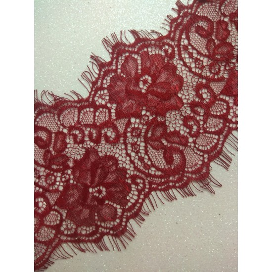 Кружево французское "Шантильи" 11,5 см бордовое 48, цена за 0,5 м