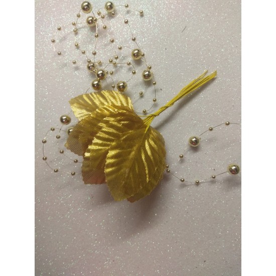 Листья искусственные 45*32 мм 12 шт золотые, цена за пучок