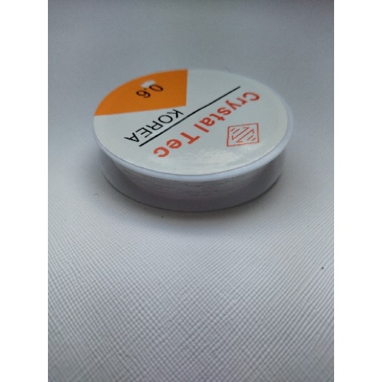 Нить силиконовая - резинка для браслетов/ цв.белый/ 0,6мм/ дл.около 9м, цена 1 шт