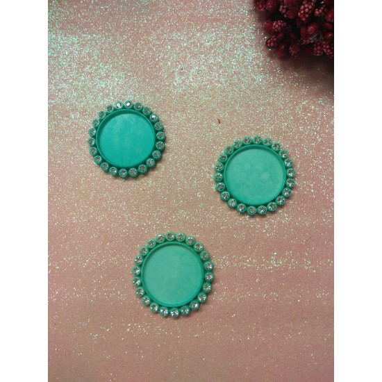 Рамки для кабошонов со стразами 25 мм цв. тиффани, цена за 1 шт