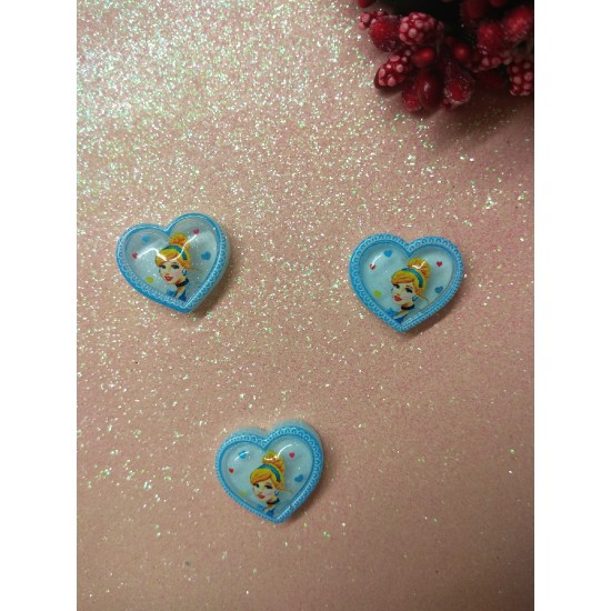 Кабошон "Сердце с принцессой" 18*20 мм, цена за 1 шт