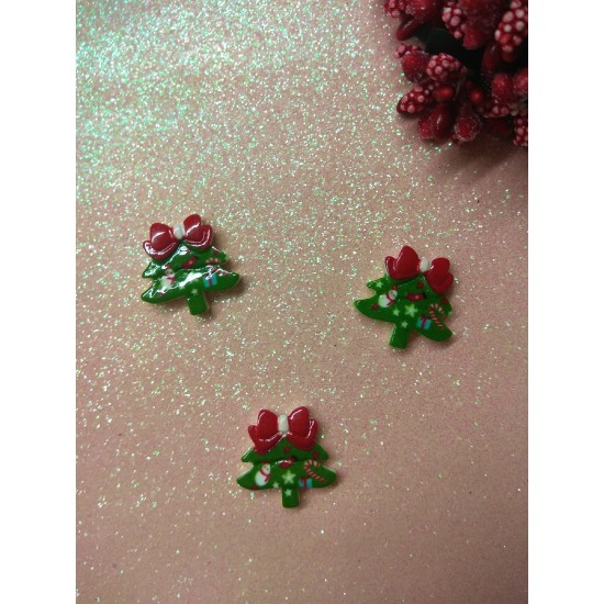 Кабошон "Елочка с бантиком"  20*20 мм, цена за 1 шт