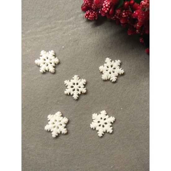 Кабошон "Снежинка с блестками маленькая" 19 мм, цена за 1 шт