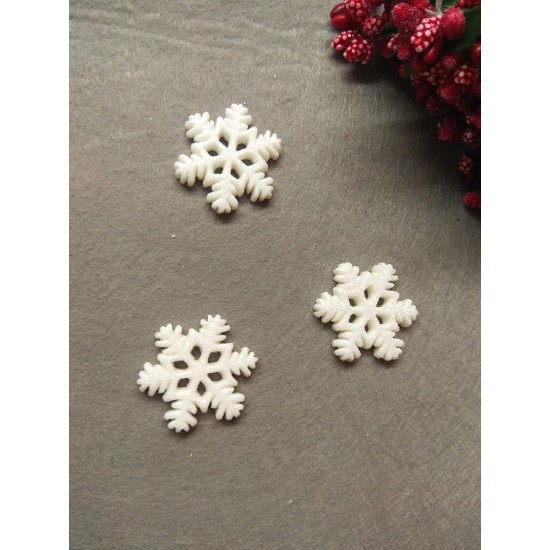 Кабошон "Снежинка с блестками большая" 28 мм, цена за 1 шт