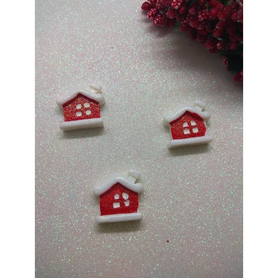 Кабошон "Домик новогодний с блестками", цена за 1 шт