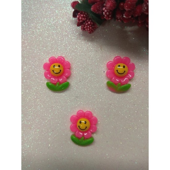 Кабошон "Цветок с улыбкой" цв. ярко-розовый , цена за 1 шт