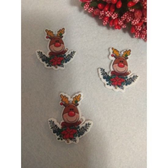Кабошон-вырубка "Новогодний олень" 3,3*3,7 см, цена за 1 шт