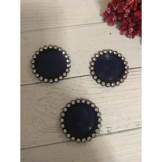 Крышечка-серединка со стразами , цв. темно-синий, цена за 1 шт