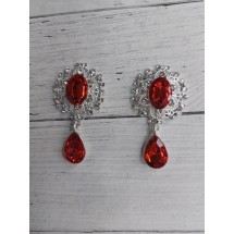 Серединка ювелирная с подвеской 2,5*4,5 см серебро/светло-красный, цена за 1 шт