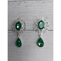 Серединка ювелирная с подвеской 2,5*4,5 см серебро/зеленый, цена за 1 шт