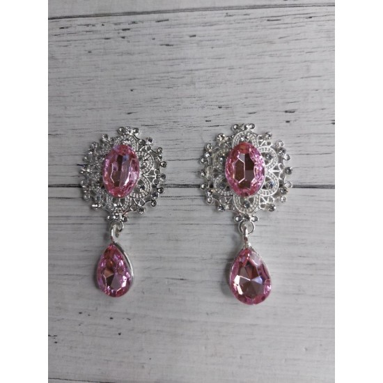 Серединка ювелирная с подвеской 2,5*4,5 см серебро/розовый, цена за 1 шт