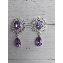 Серединка ювелирная с подвеской 2,5*4,5 см серебро/фиолет, цена за 1 шт