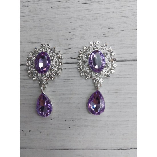 Серединка ювелирная с подвеской 2,5*4,5 см серебро/фиолет, цена за 1 шт