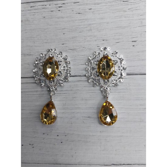 Серединка ювелирная с подвеской 2,5*4,5 см серебро/шампань, цена за 1 шт