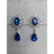 Серединка ювелирная с подвеской 2,5*4,5 см серебро/синий, цена за 1 шт